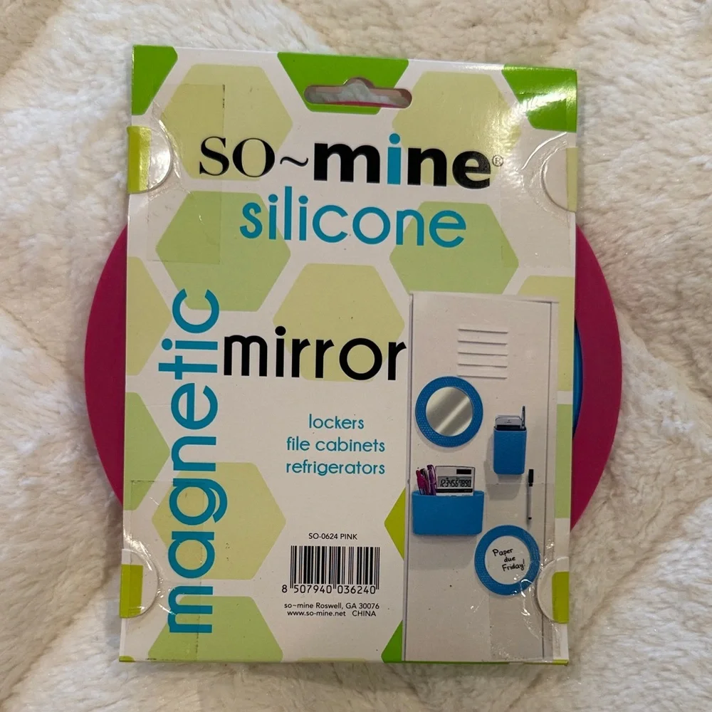 So~mine Silicone Magnetic Utility Bin and Magnetic Mirror in Pink